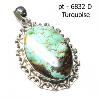 Natural turquoise vintage style 925 sterling silver pendant jewellery